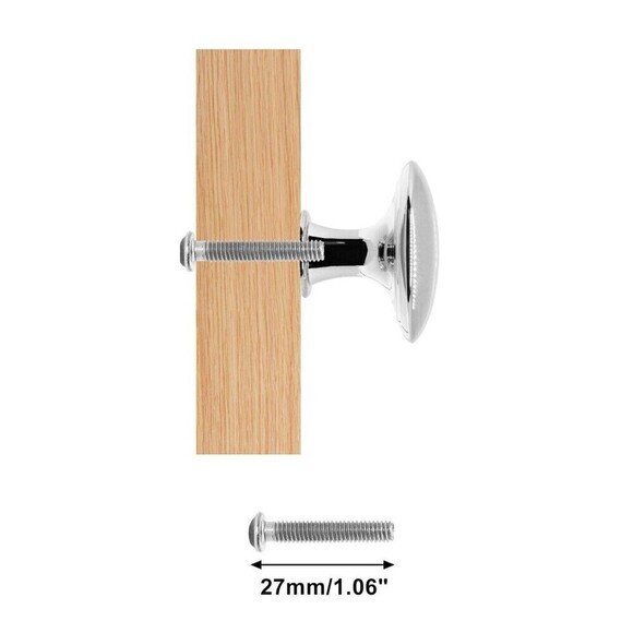 Set Of 2 Round Cabinet Hardware Polished Chrome Knobs Remolding Home Improvement - Picture 4 of 5
